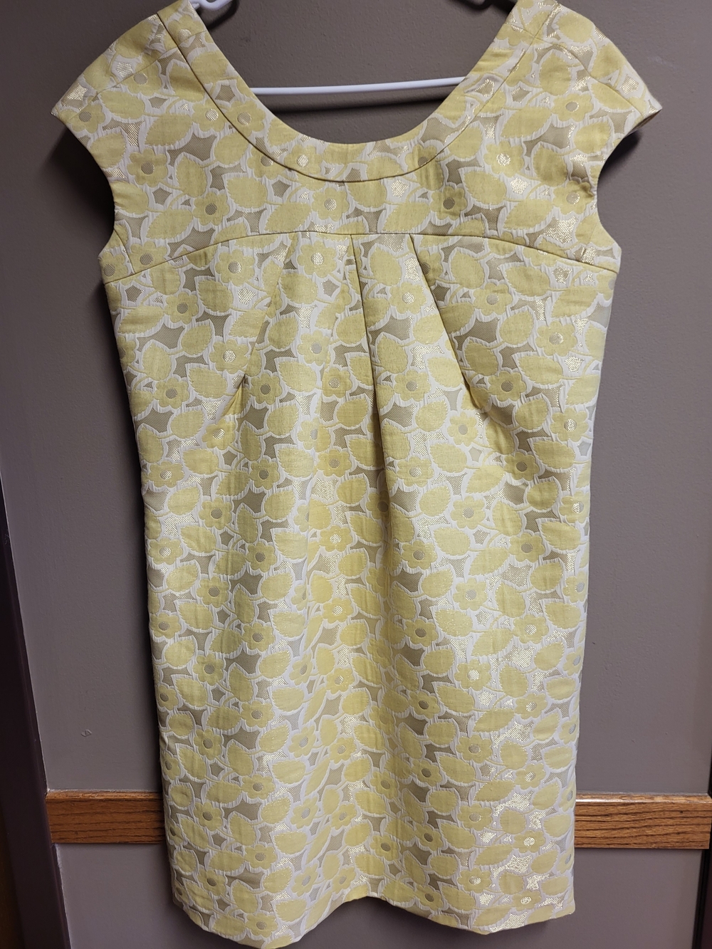 Nine West Yellow Floral Jacquard Shift Dress